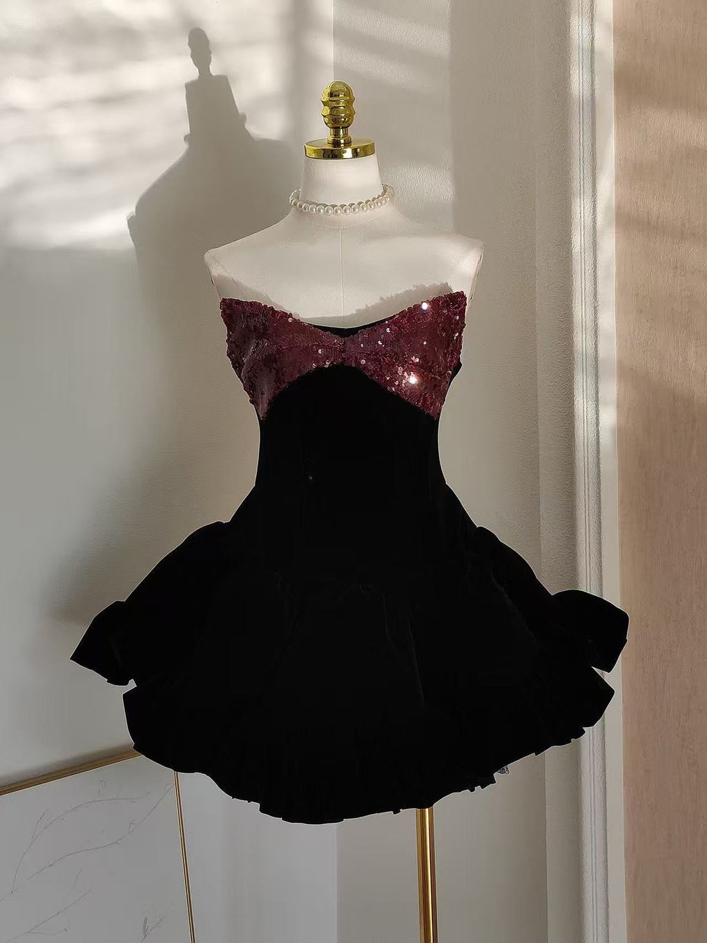 evangeline sequin embellished mini dress in black