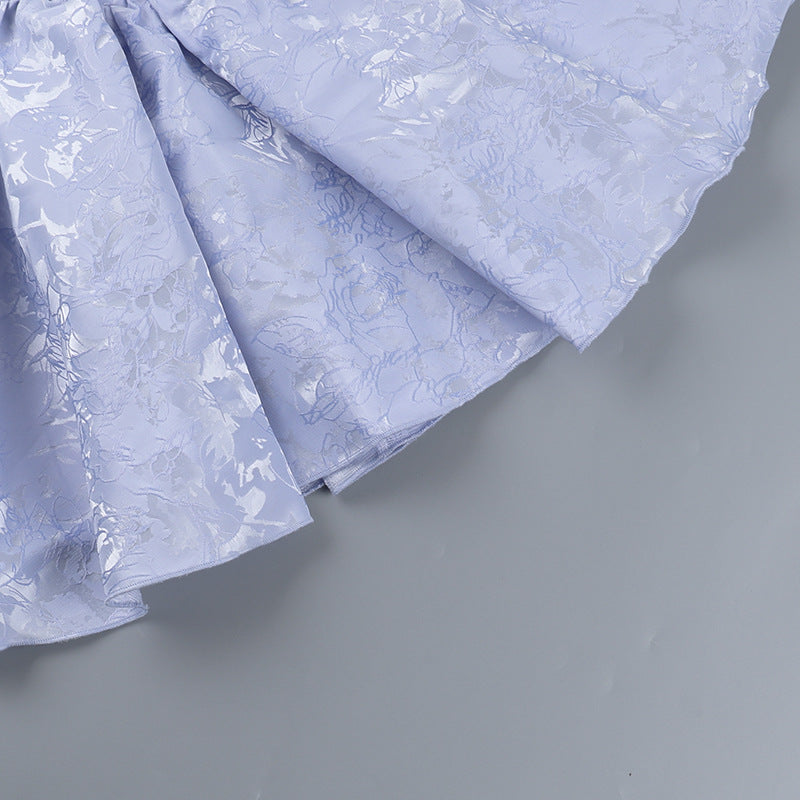 deborah Halterneck Floral Flare Mini Dress in blue