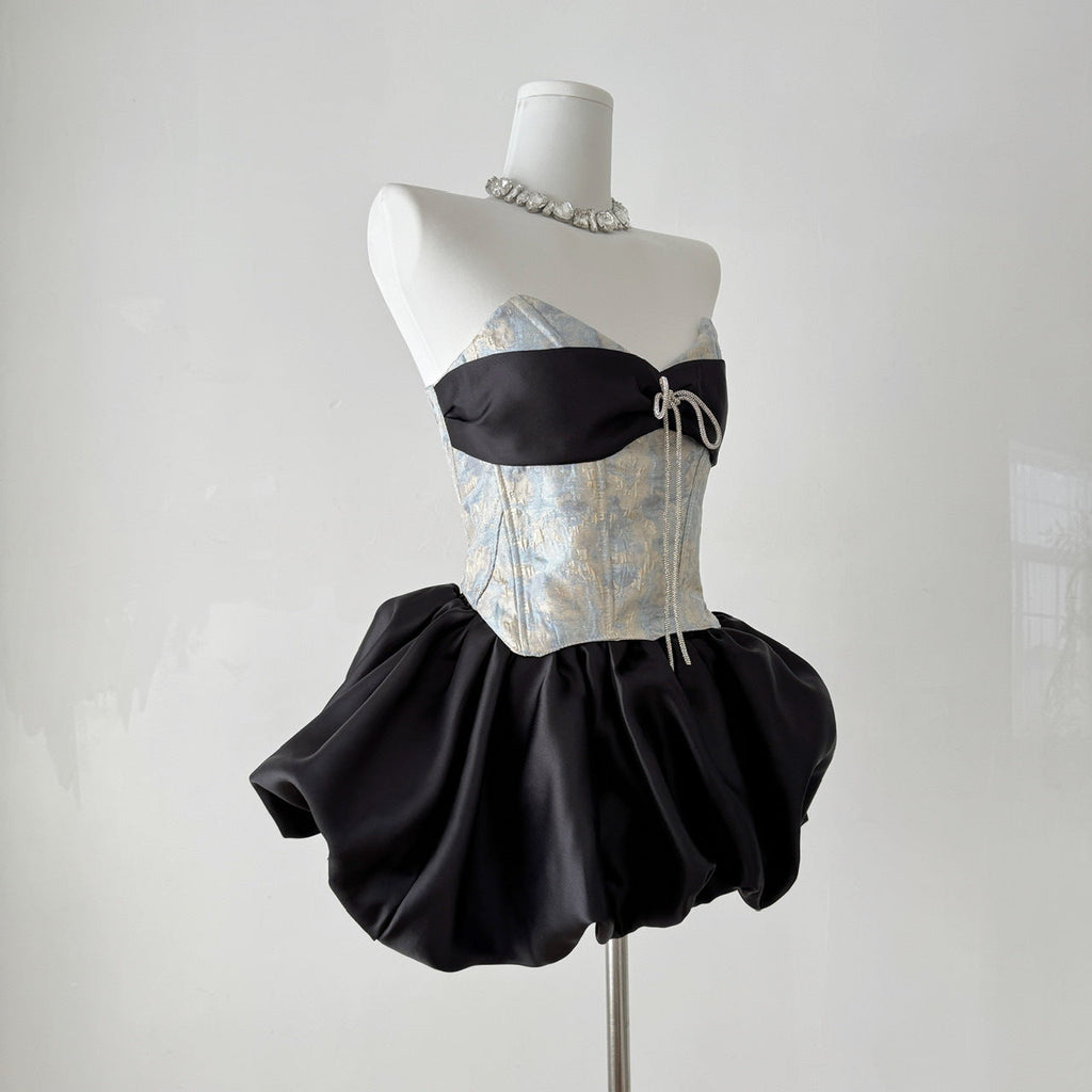 Bethari Strapless Corset Puffy Mini Dress