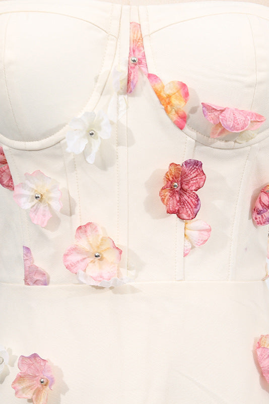 Off-Shoulder Embroidered Maxi Dress in apricot