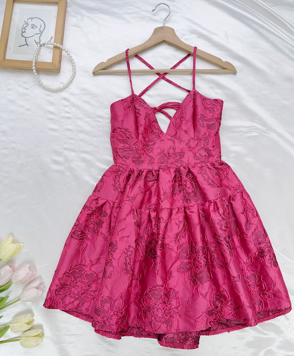 Jacquard dopamine slip mini dress