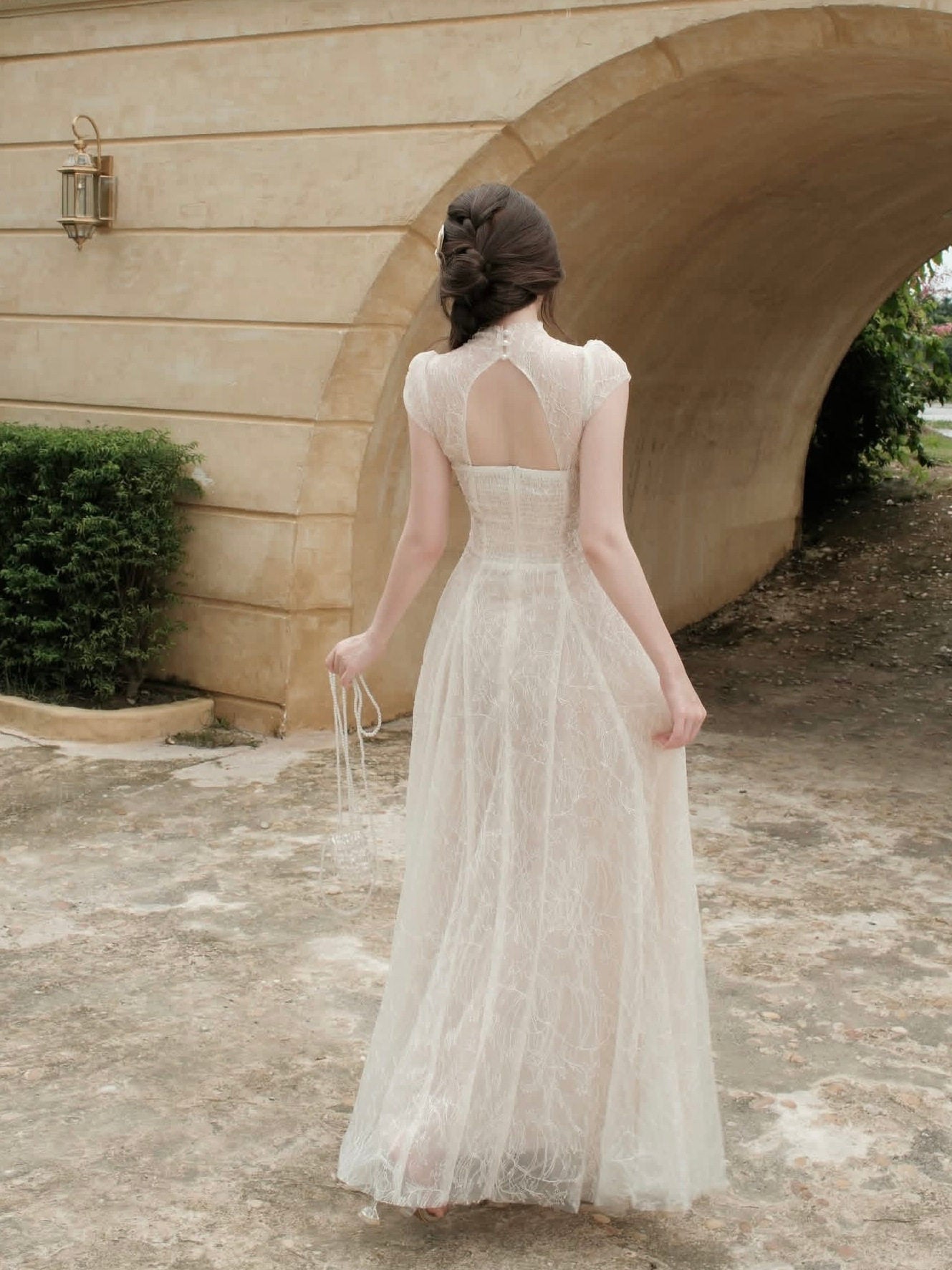 lace sequin A line midi dress