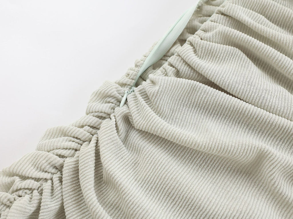 Matcha lace strapless spliced knitted mini dress