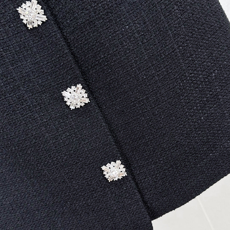 tabitha Boucle Collared tweed Mini Dress in black