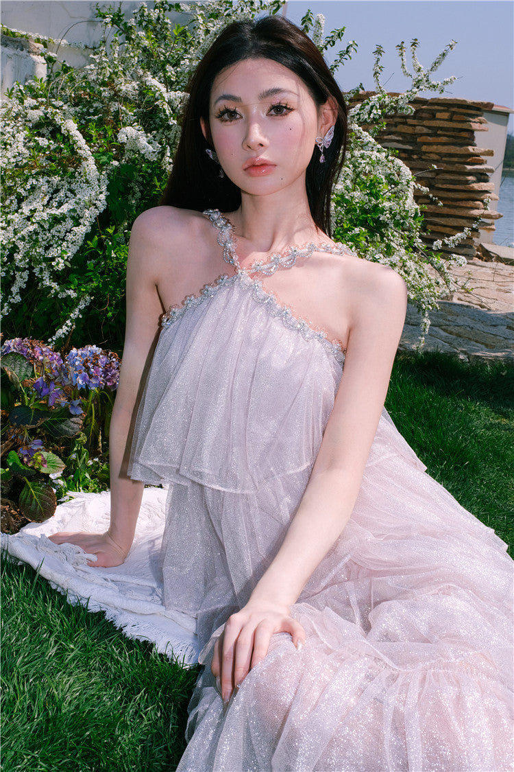 Mera Sleeveless Diamond Chain Cake evening Dress