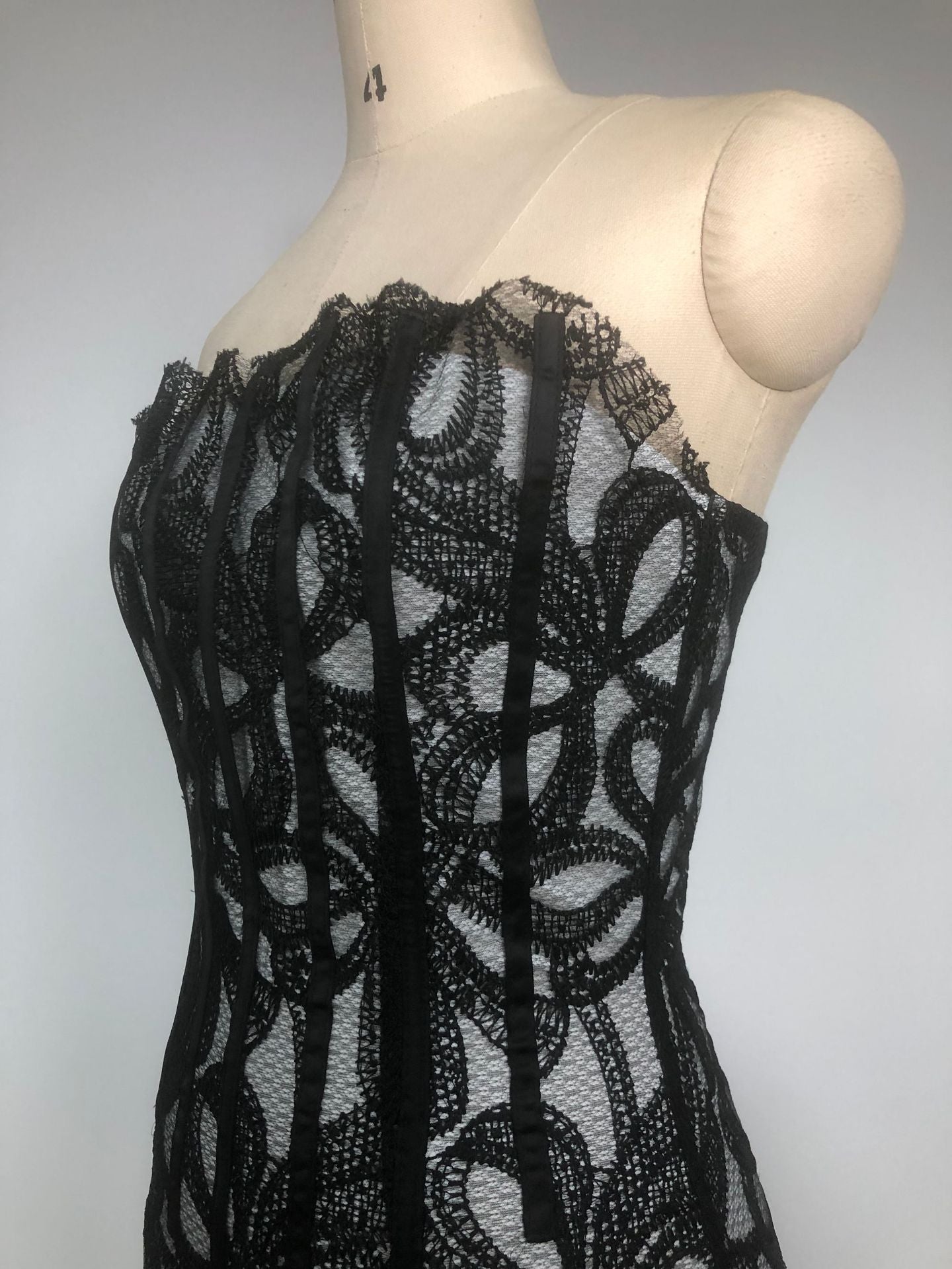 letitia Strapless Flower Embroidered Midi Dress