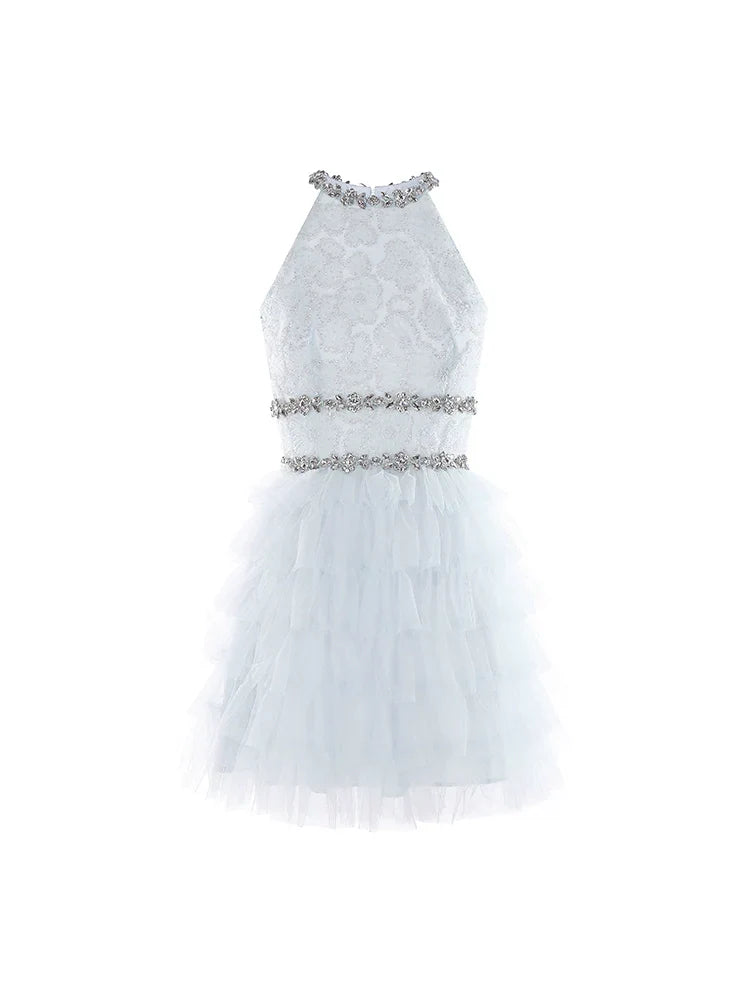 Sleeveless halter layered party Dress