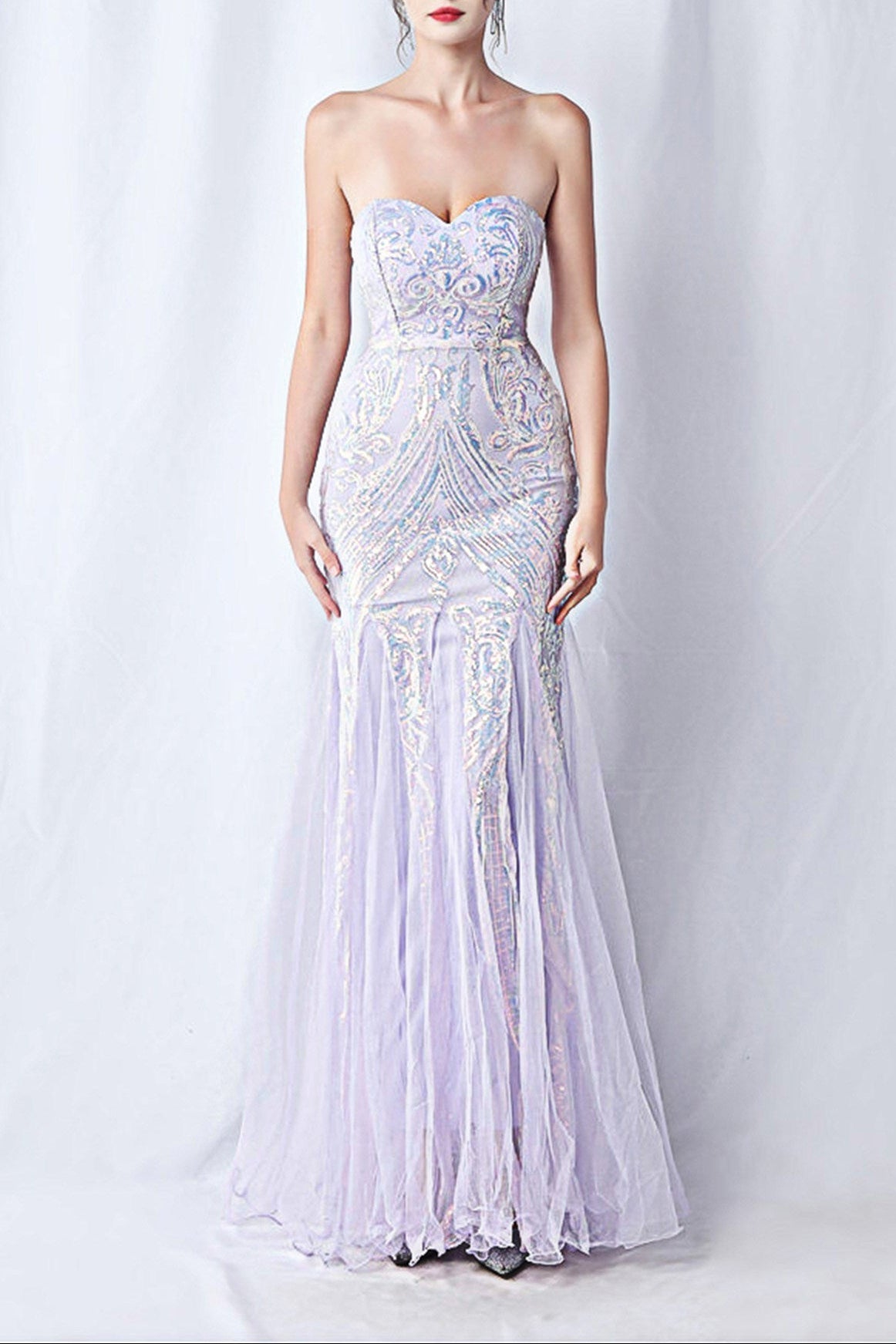 sparkle strapless tulle maxi dress