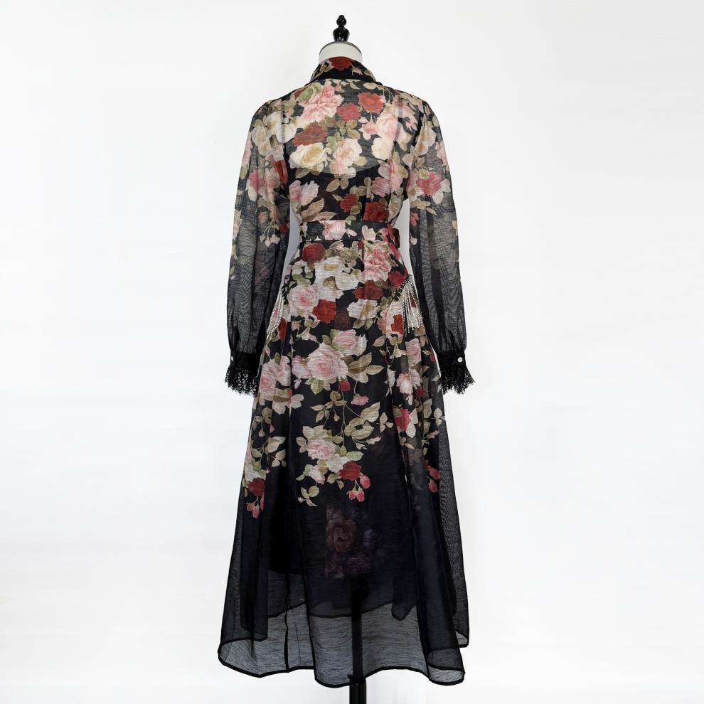 shirley Long Sleeve floral Printed Woven Maxi Dress