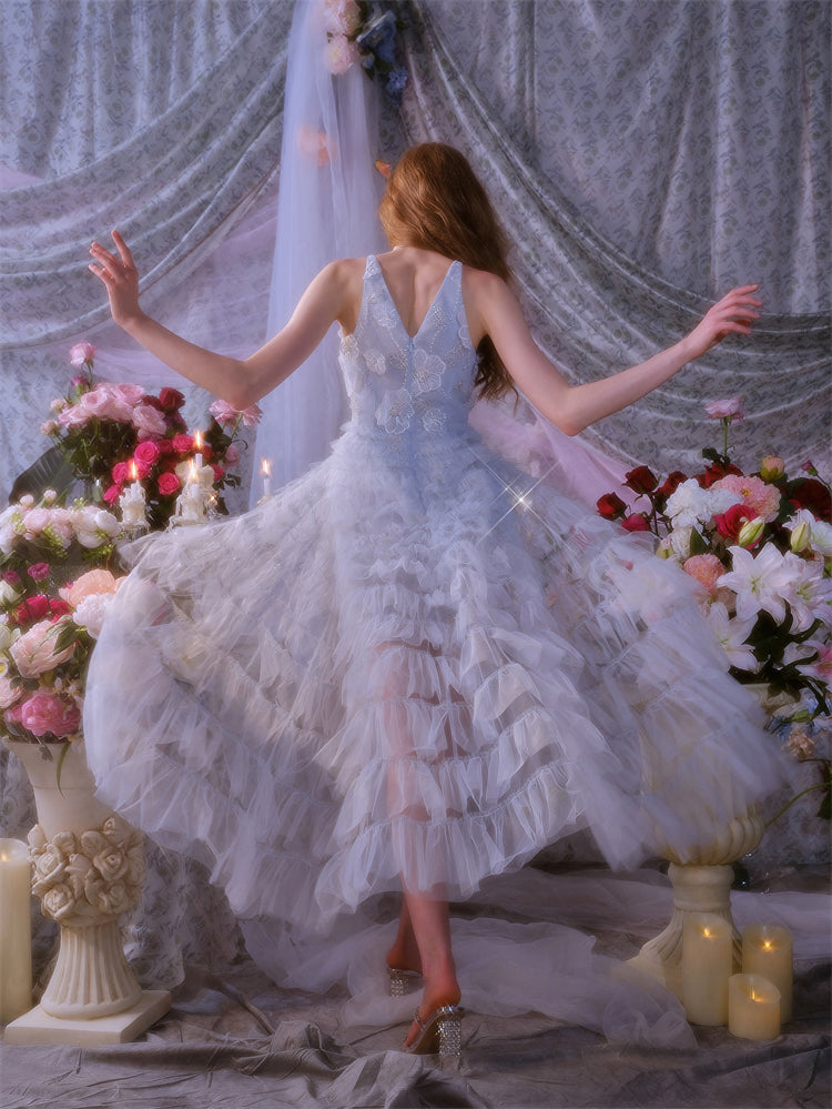 Vivi Light Blue Sleeveless Chiffon Banquet Dress