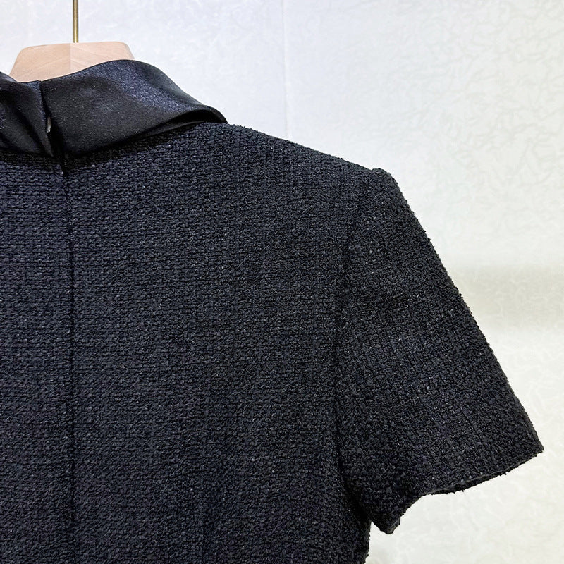 tabitha Boucle Collared tweed Mini Dress in black