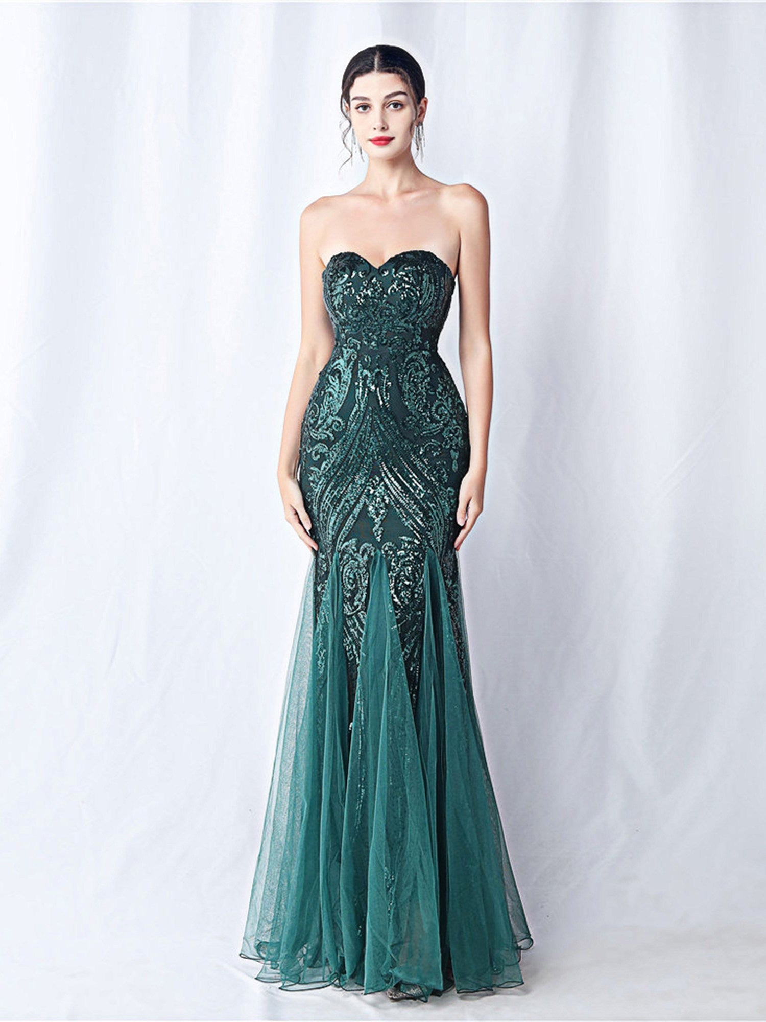 sparkle strapless tulle maxi dress