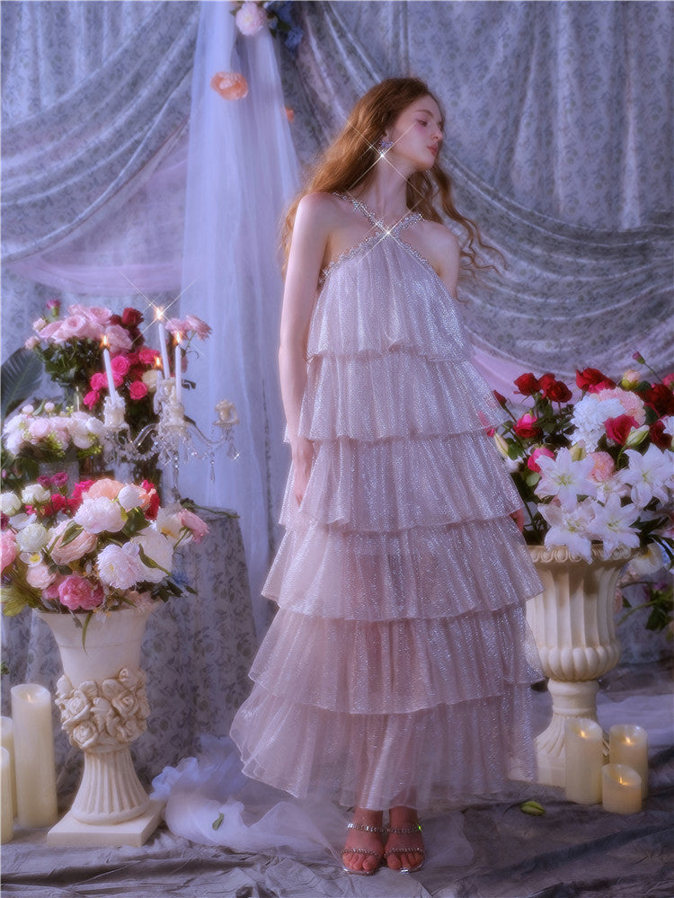 Mera Sleeveless Diamond Chain Cake evening Dress