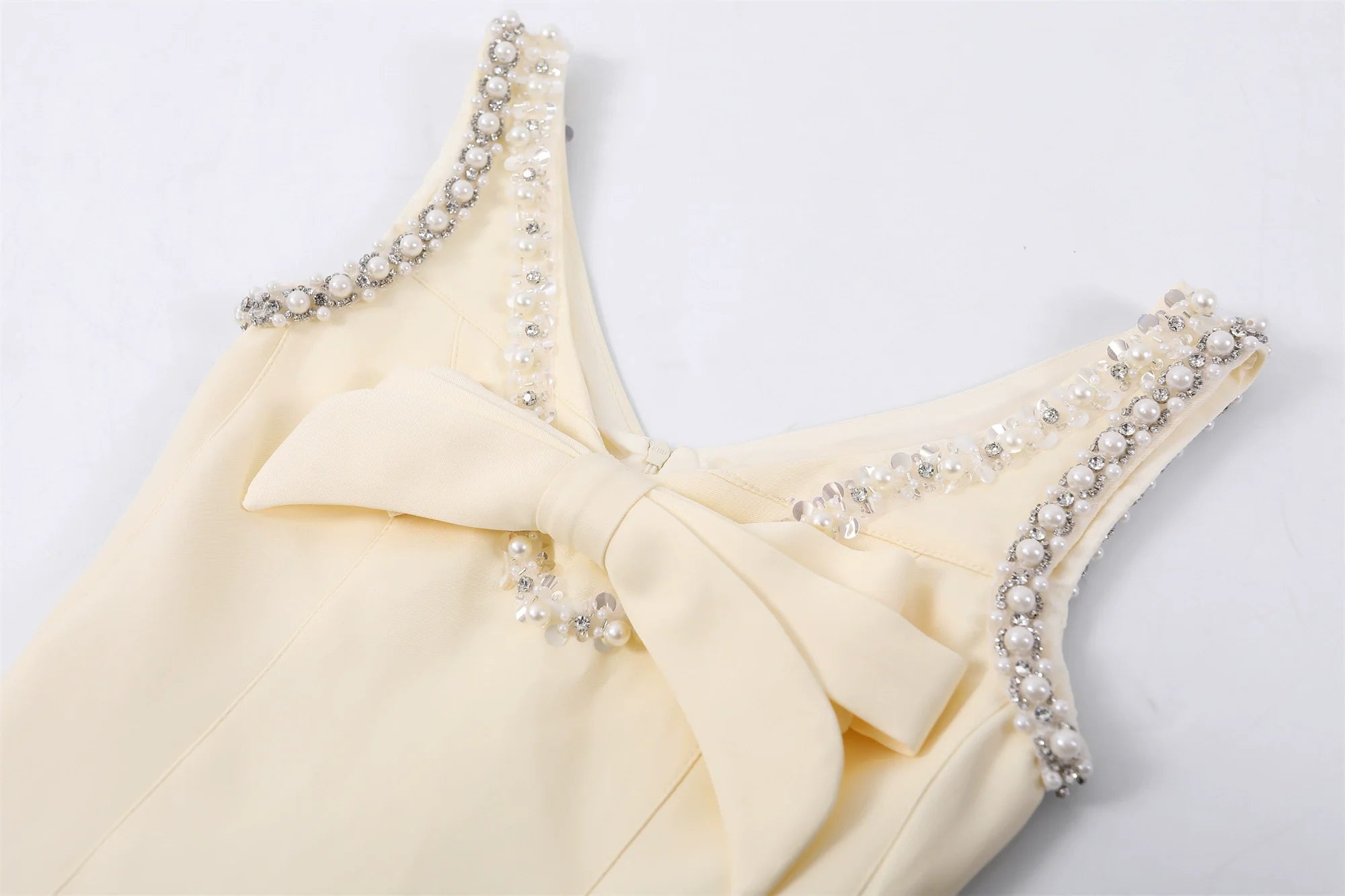 V-neck embellished mini dress