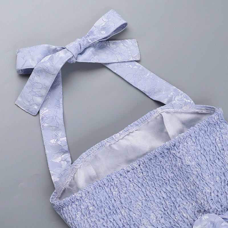 deborah Halterneck Floral Flare Mini Dress in blue