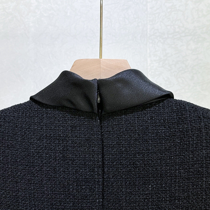 tabitha Boucle Collared tweed Mini Dress in black