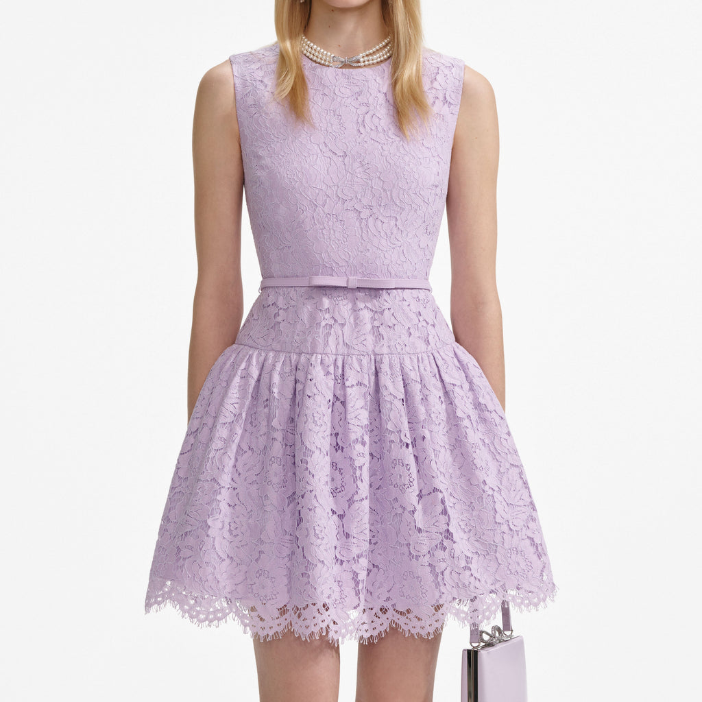 Lilac Lace Sleeveless Mini Dress