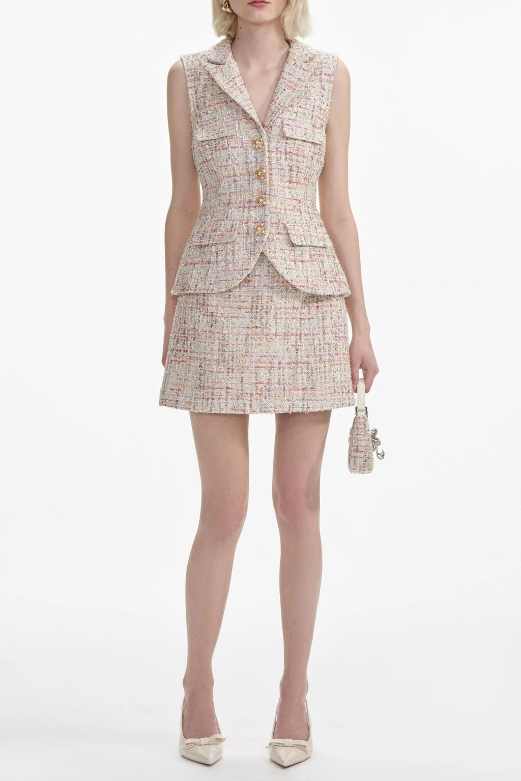 Pastel Boucle Tailored Mini Dress