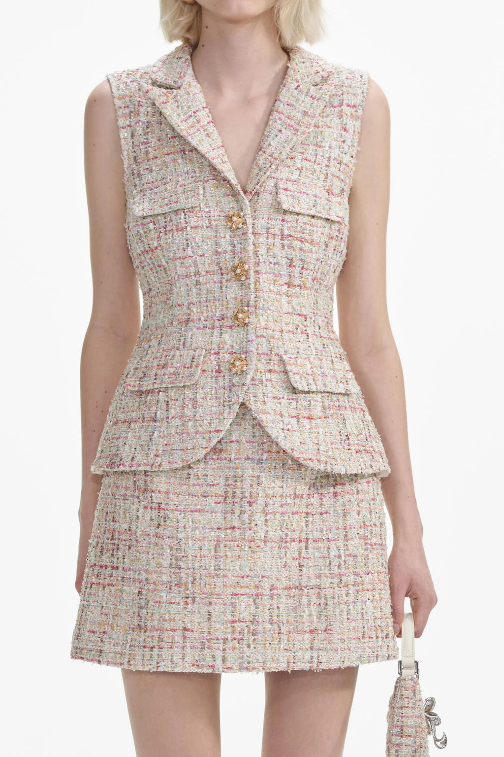 Pastel Boucle Tailored Mini Dress