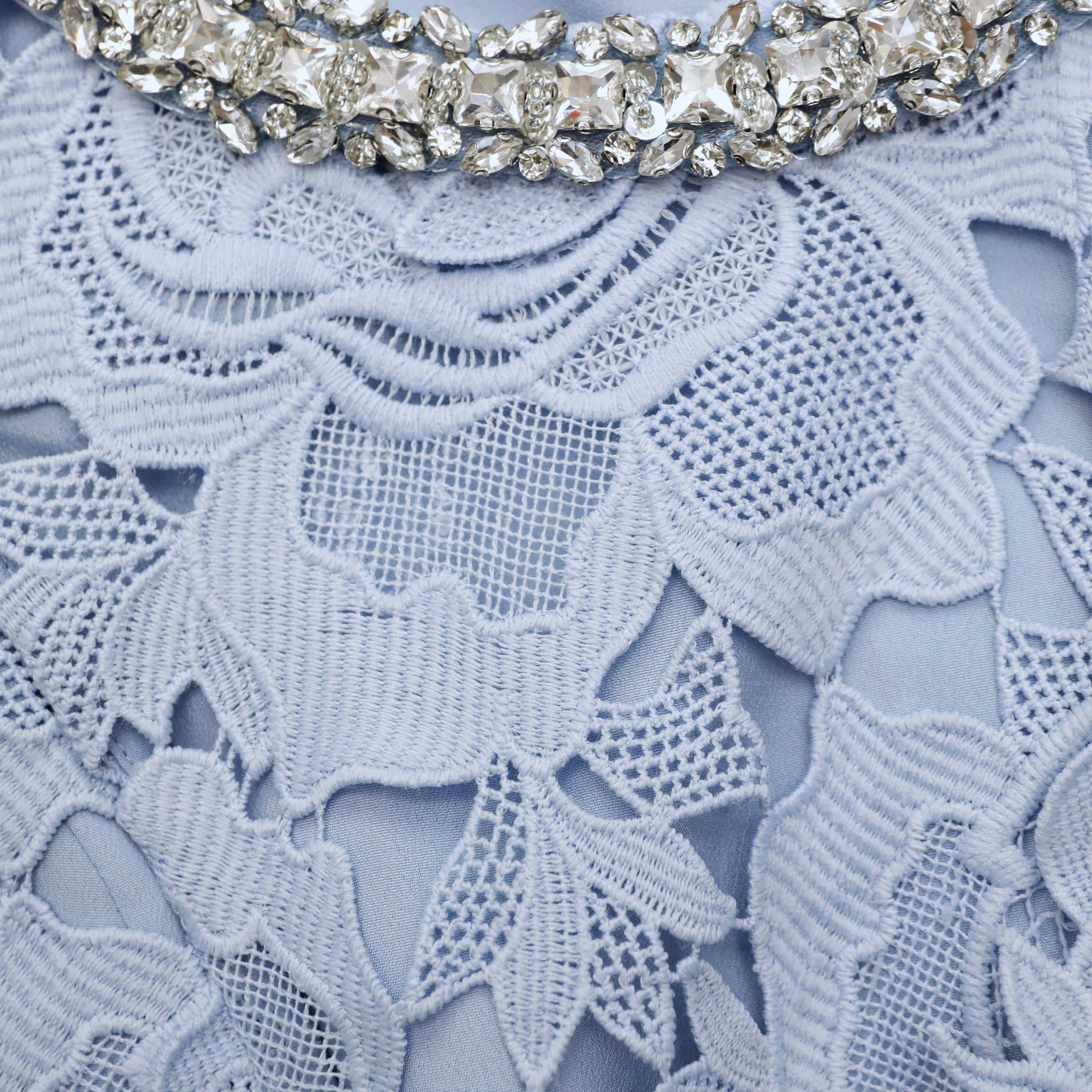 pandora Flower Lace Mini Dress in blue