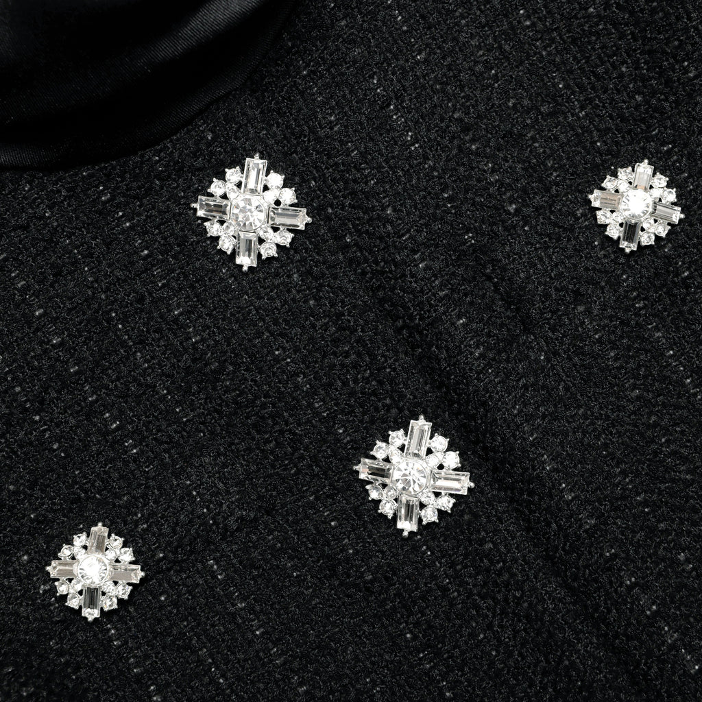 tabitha Boucle Collared tweed Mini Dress in black