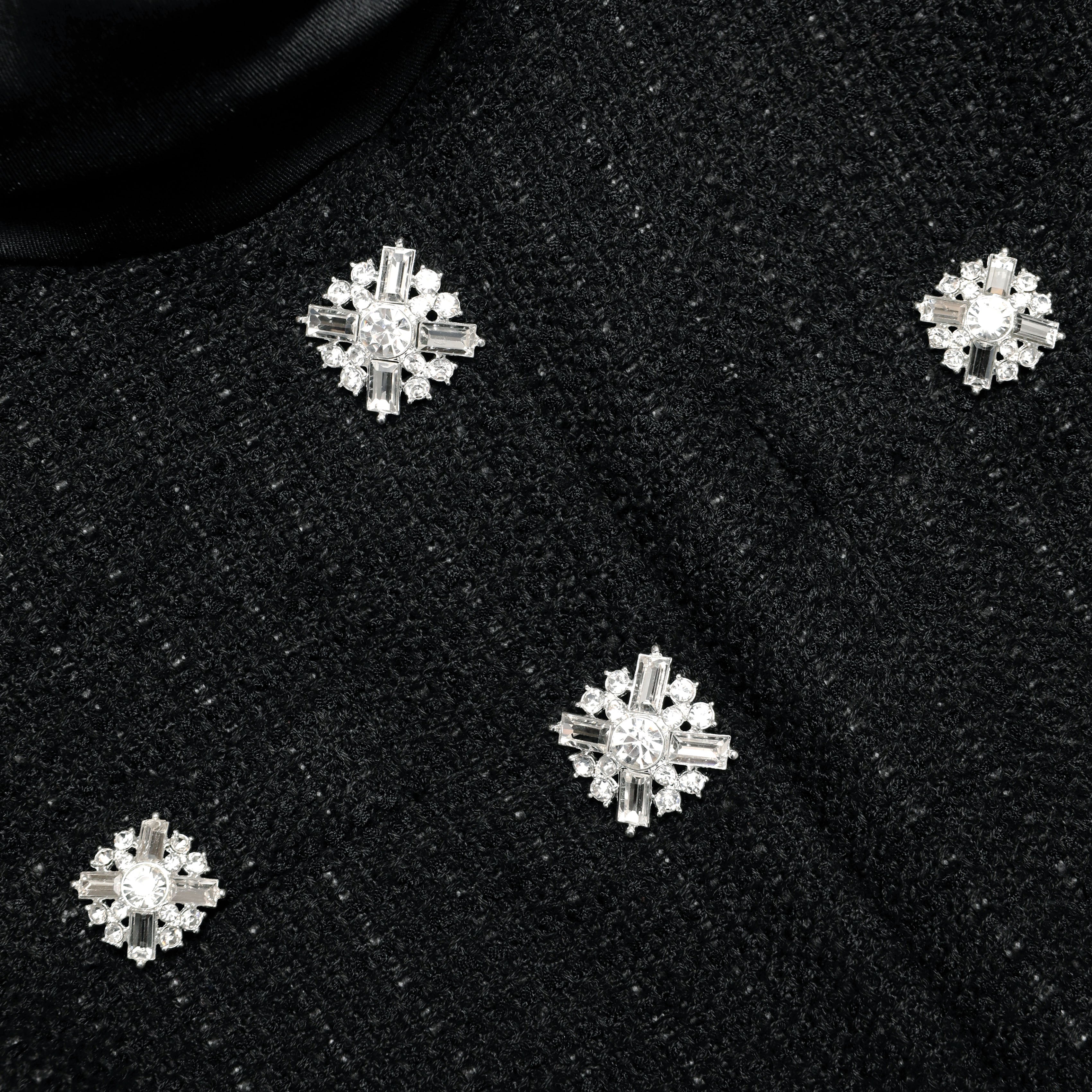 tabitha Boucle Collared tweed Mini Dress in black