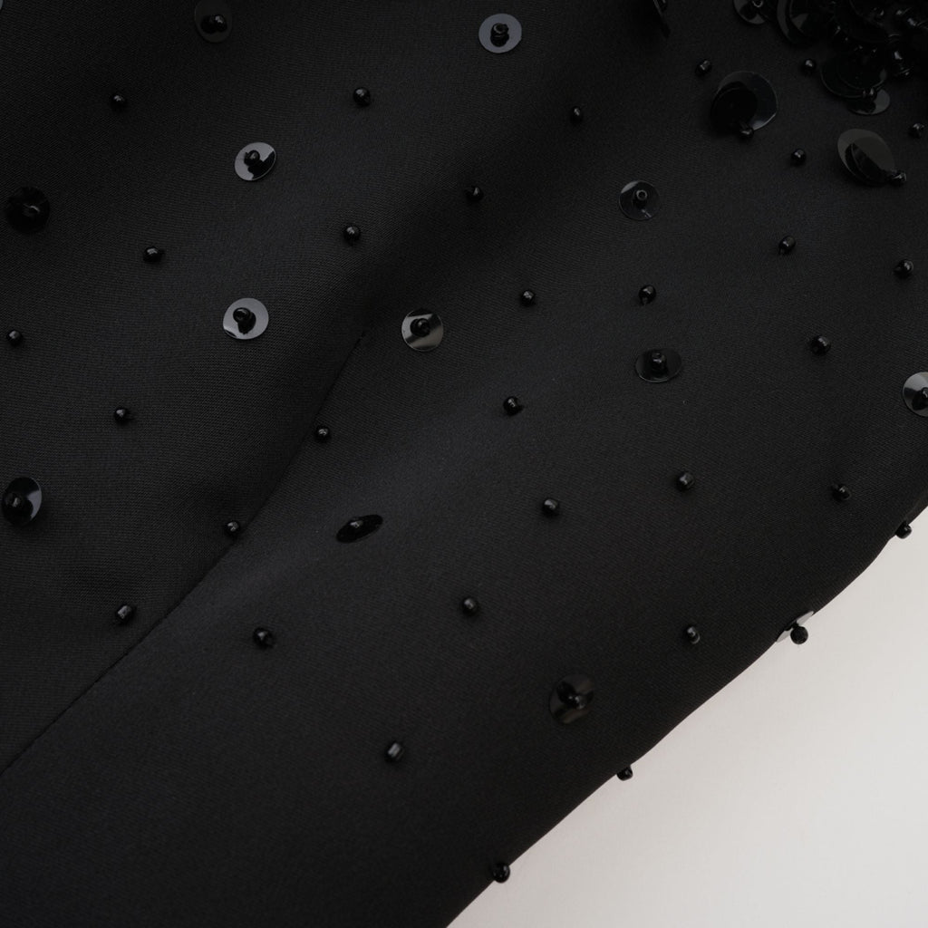 CHARLENE EMBELLISHED ASYMMETRIC DRESS