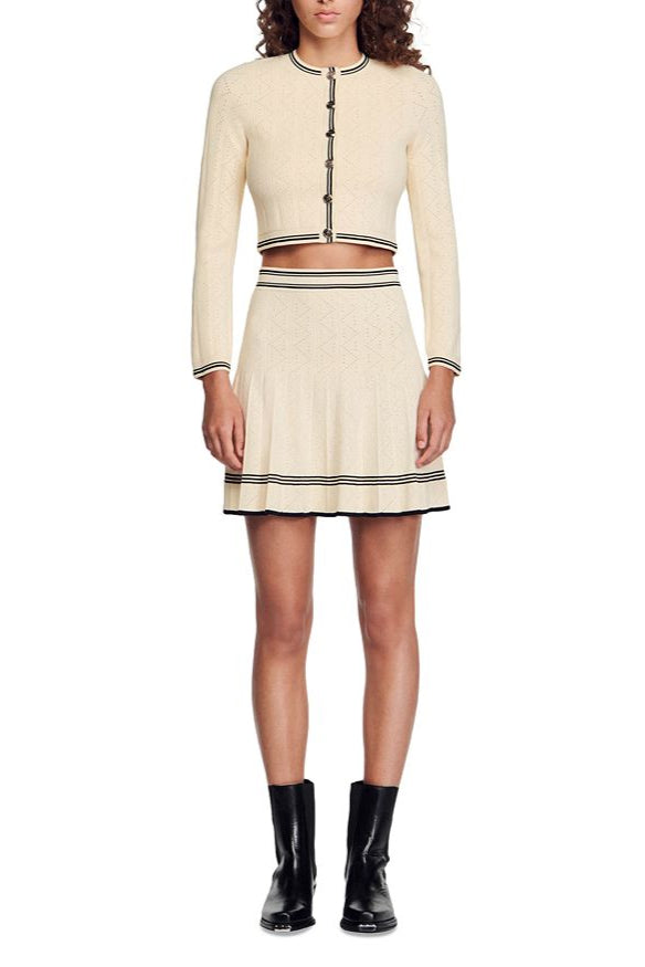 SALAZIE POINTELLE CROPPED CARDIGAN