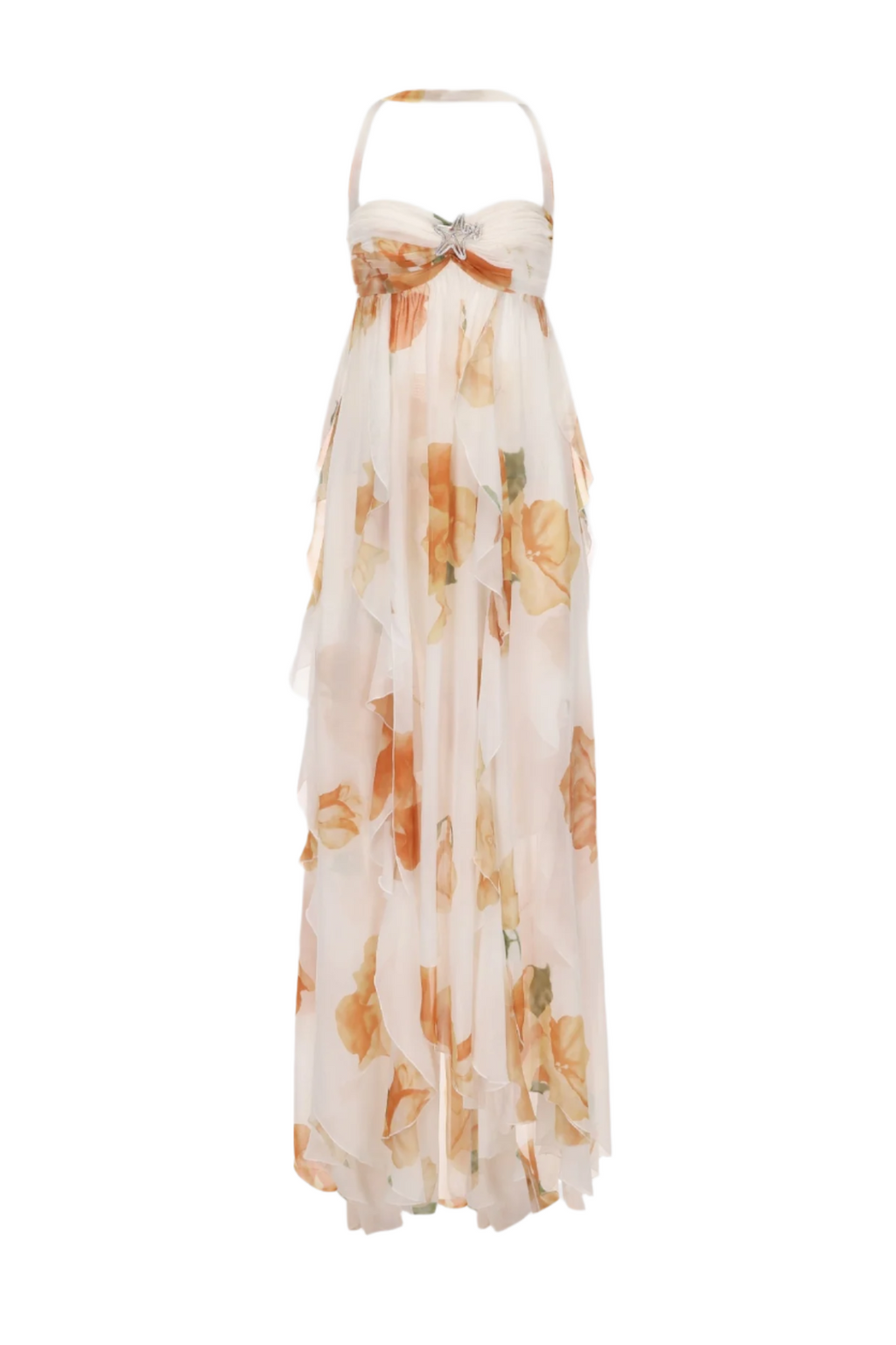 Takala Floral Halter Backless Split Maxi Dress