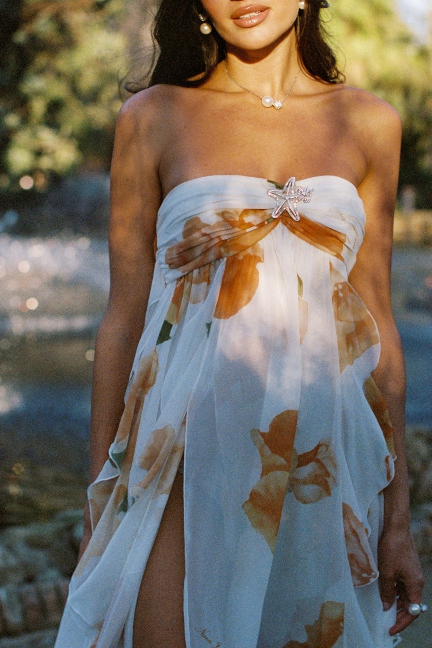 Takala Floral Halter Backless Split Maxi Dress