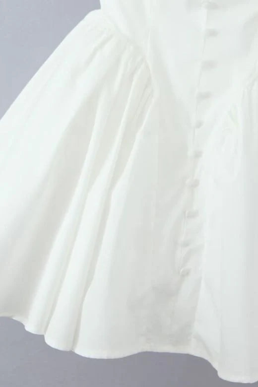 Julie white folded-neck bonded sleeveless mini dress