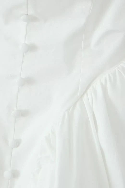 Julie white folded-neck bonded sleeveless mini dress