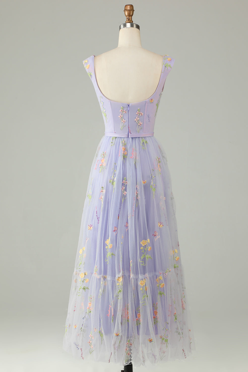 Champagne Long Prom Dress with Embroidery