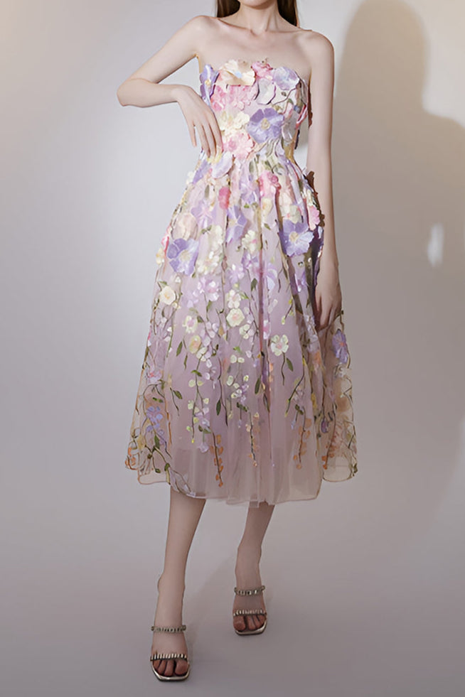 anna floral embroidery midi dress in pastel pink