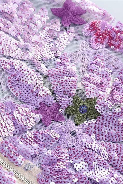 AURORA FLORAL-EMBROIDERED STRAPLESS MAXI DRESS