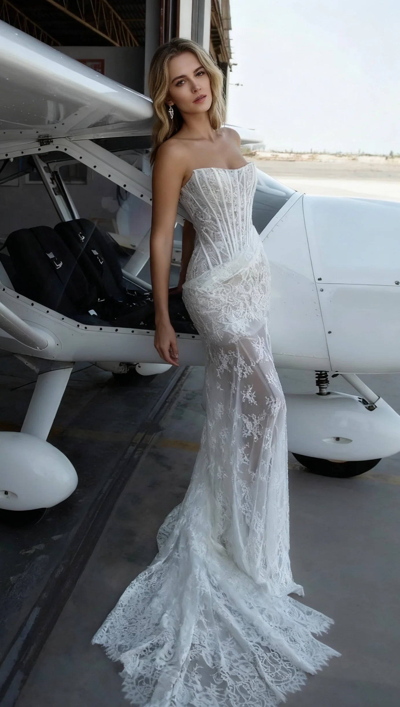 rita ivory sheer lace corset maxi dress with draped neckline