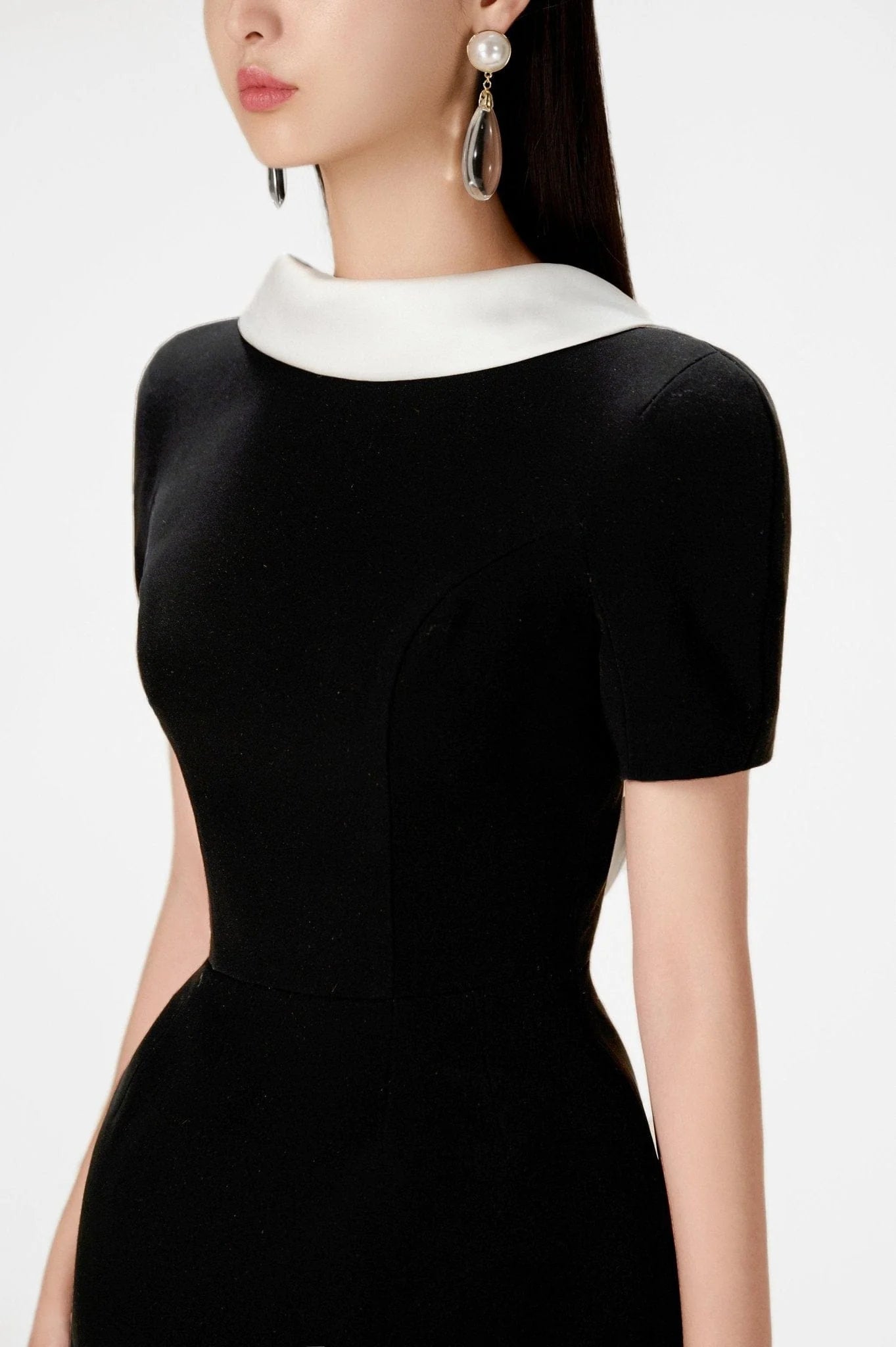 Cowl Neck backless mini Dress in black