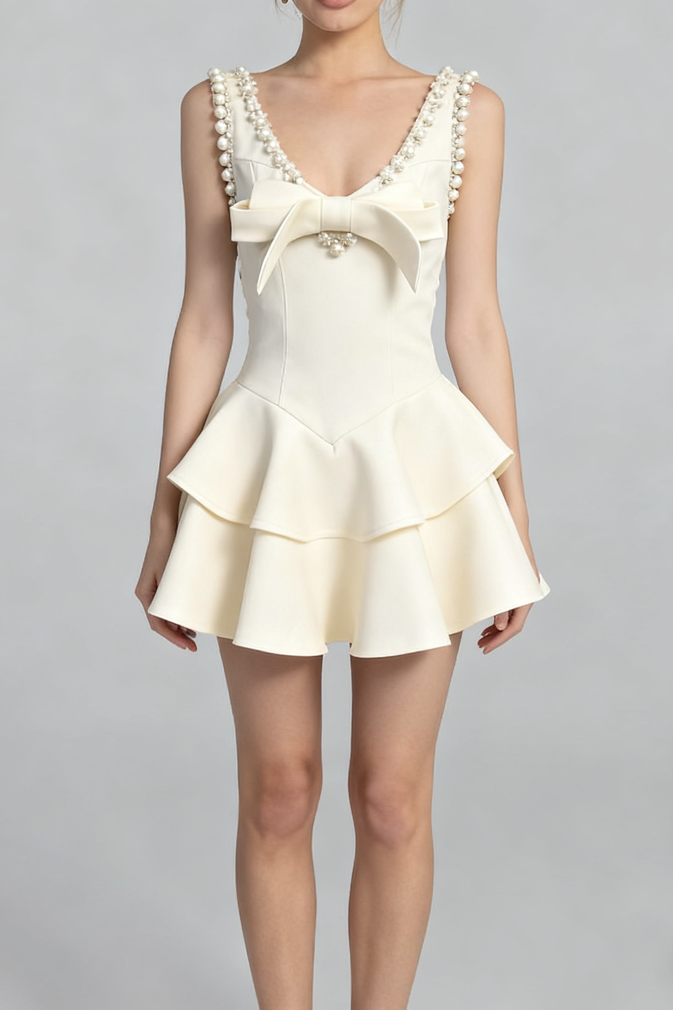 V-neck embellished mini dress