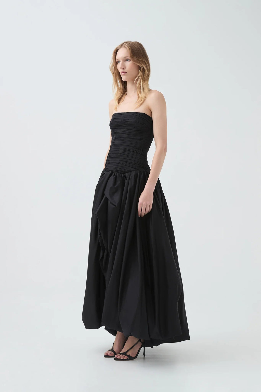 nancy Bubble Hem Maxi Dress in black