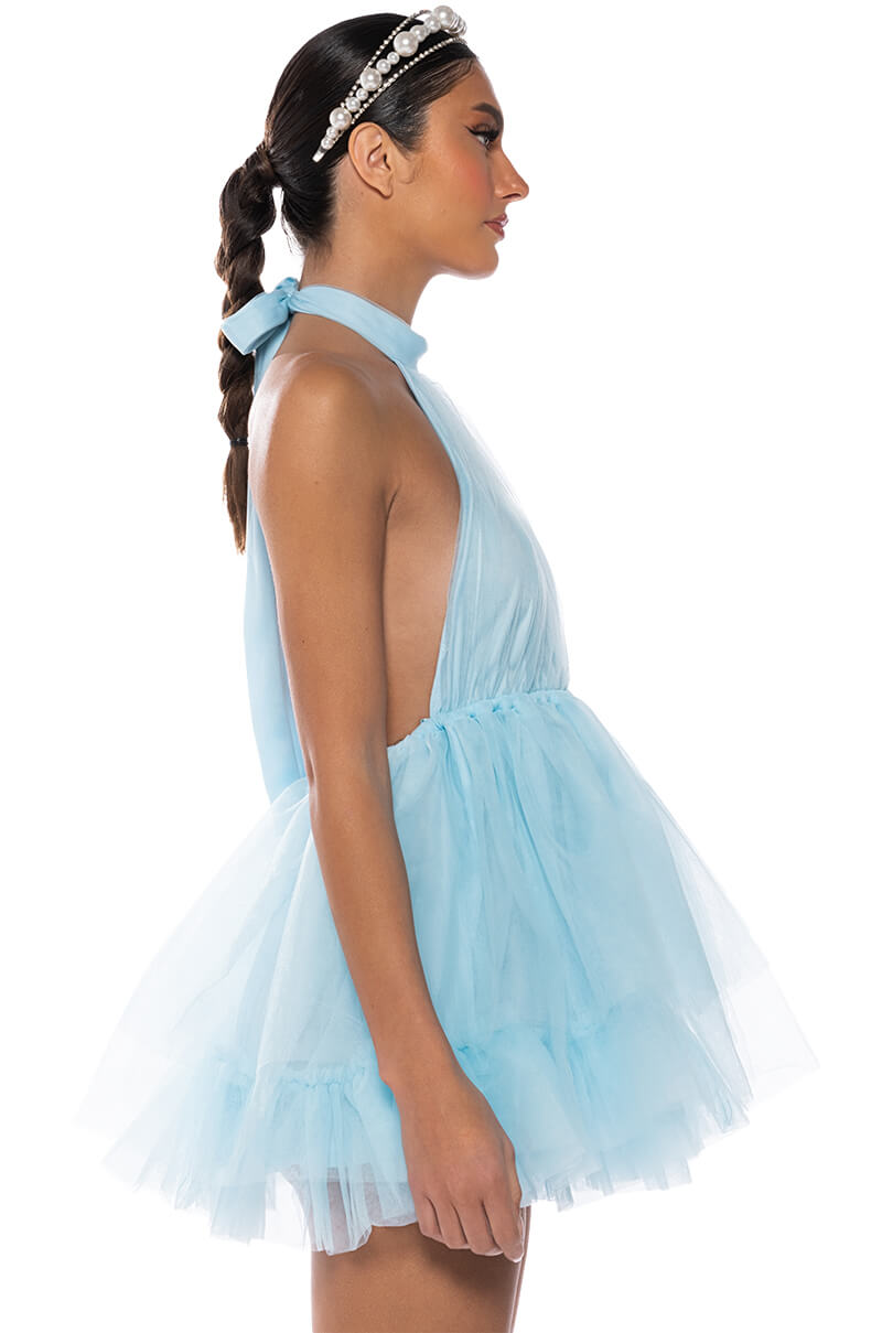 DARLING DIVA TULLE HALTER MINI DRESS