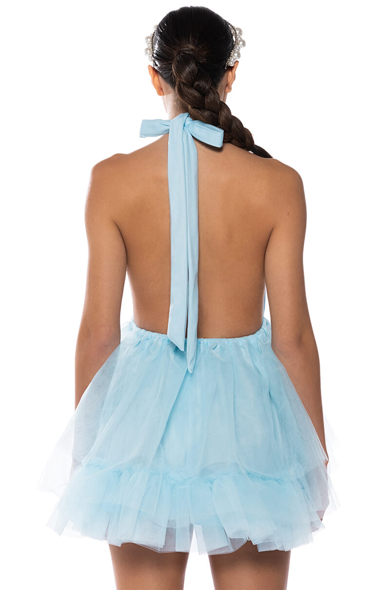 DARLING DIVA TULLE HALTER MINI DRESS