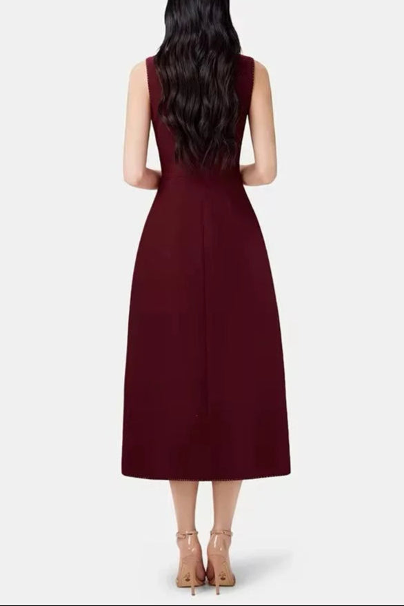 asymmetric collar blazer midi dress in red