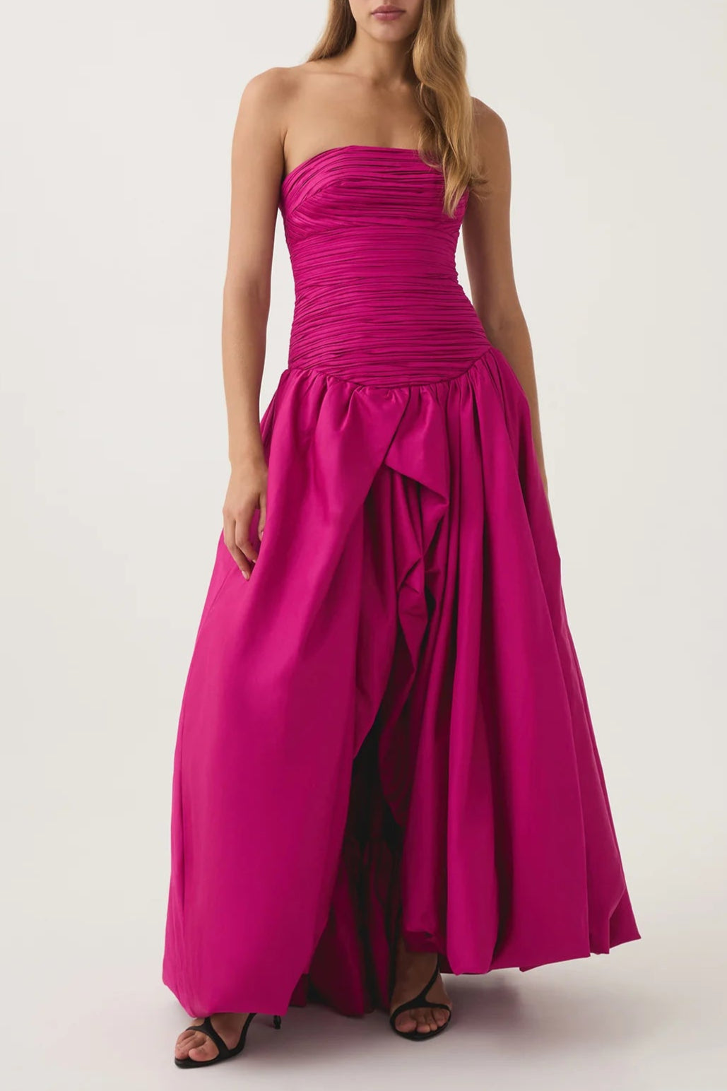 nancy Bubble Hem Maxi Dress in rose red