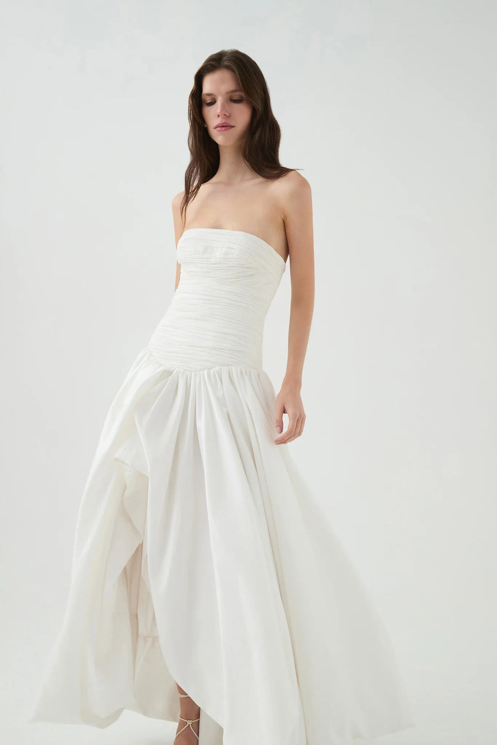 nancy Bubble Hem Maxi Dress in ivory