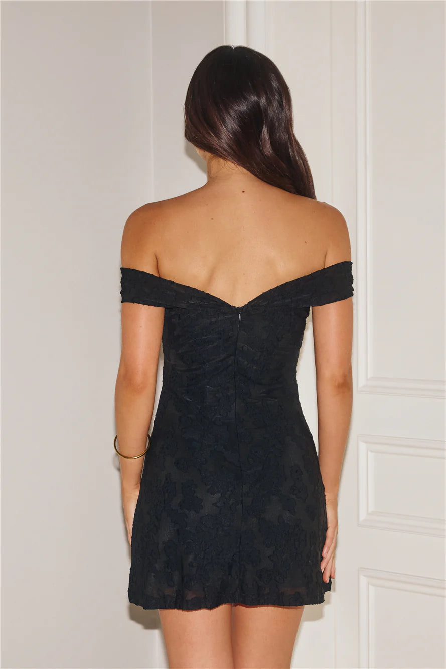 Off Shoulder backless Mini Dress in Black