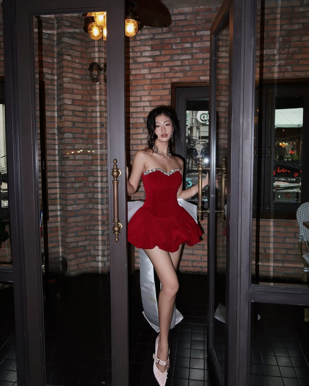 Zaahir Rhinestone Bow Sequin Strapless Mini Dress