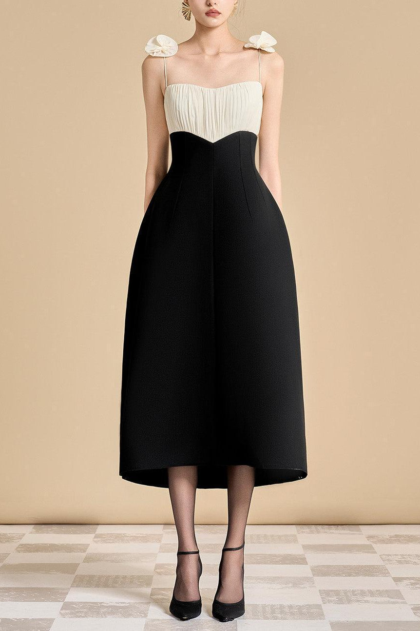 Hyacinth A-line Spaghetti Strap Polyester Midi Dress