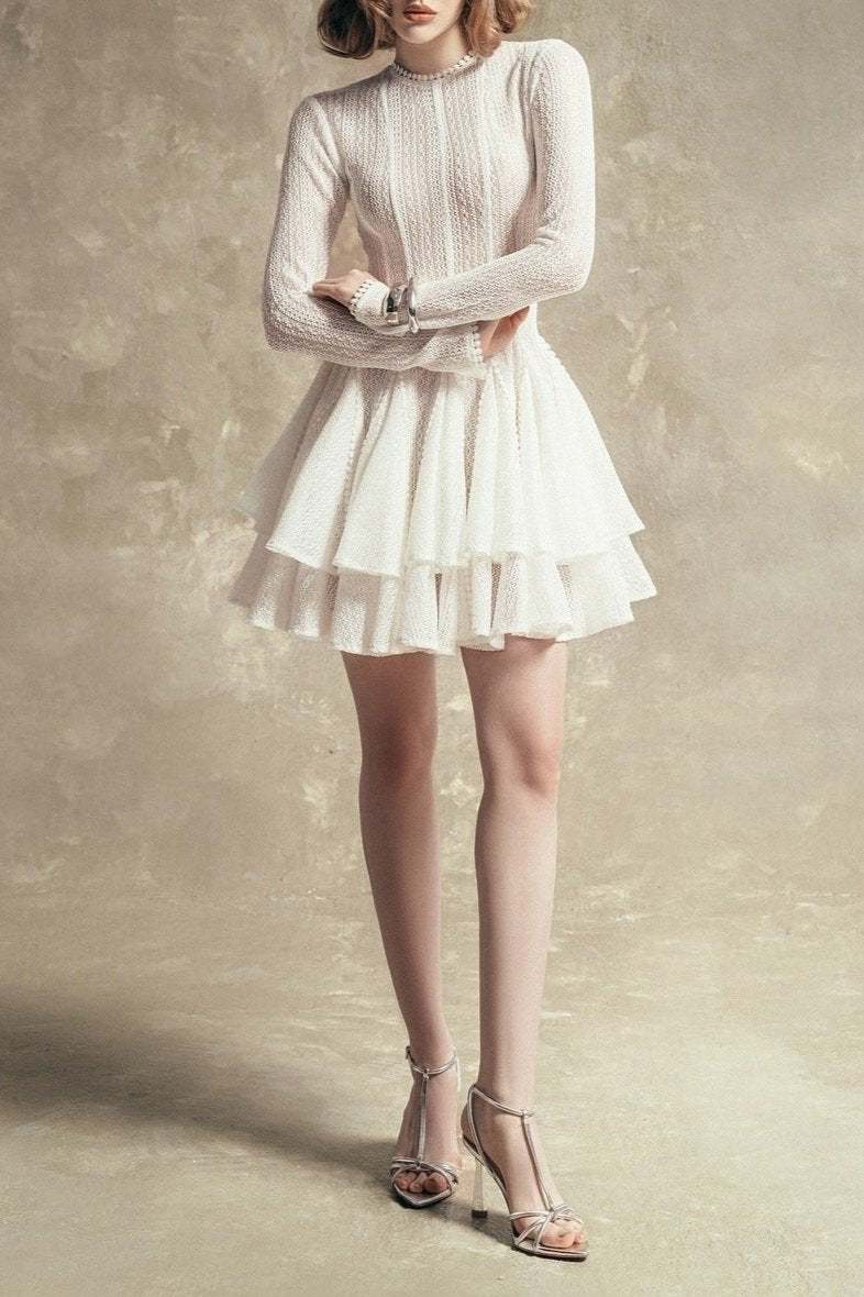 GIANA Long Sleeve Crochet Mini Dress