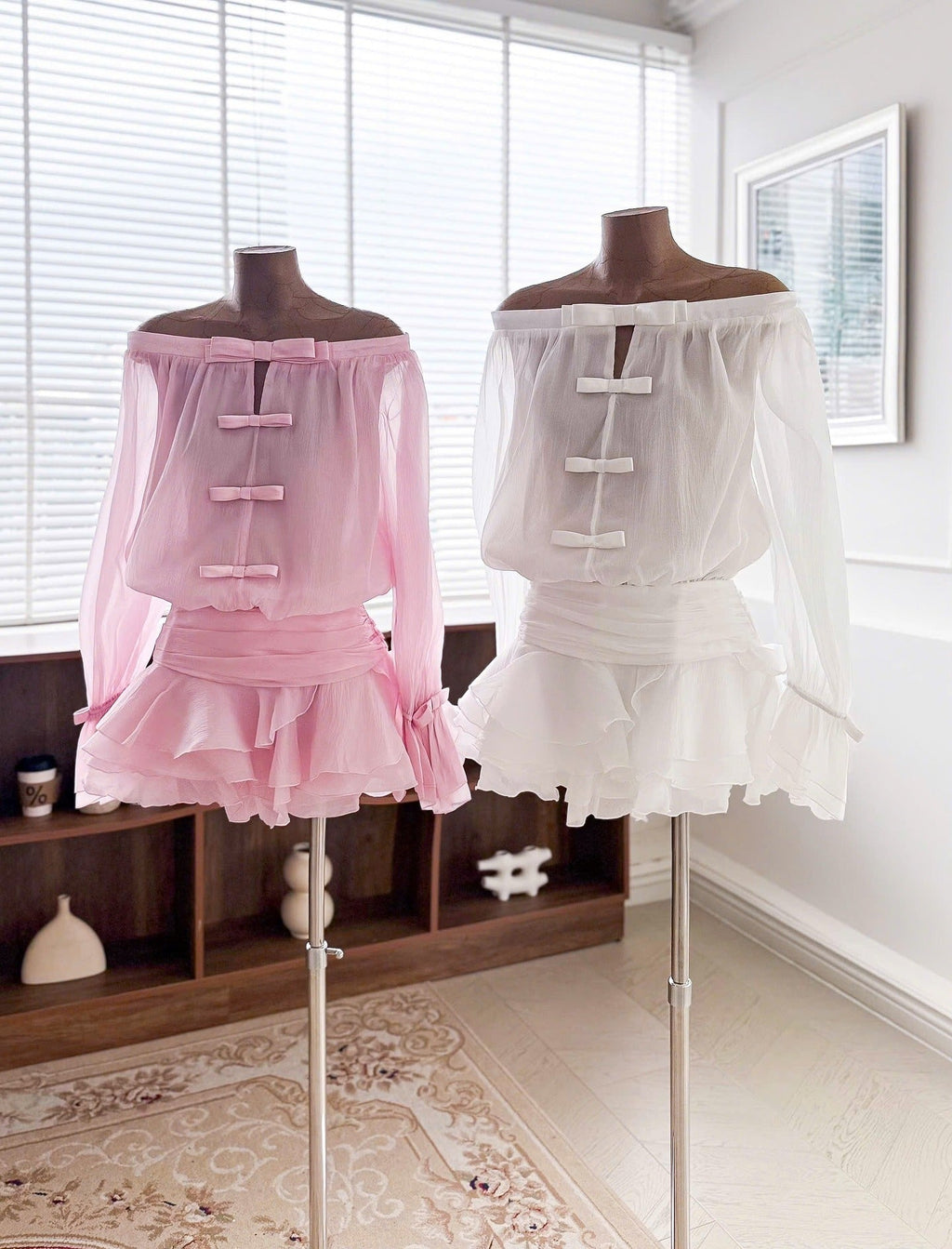 puff sleeve strapless mini dress in pearl white