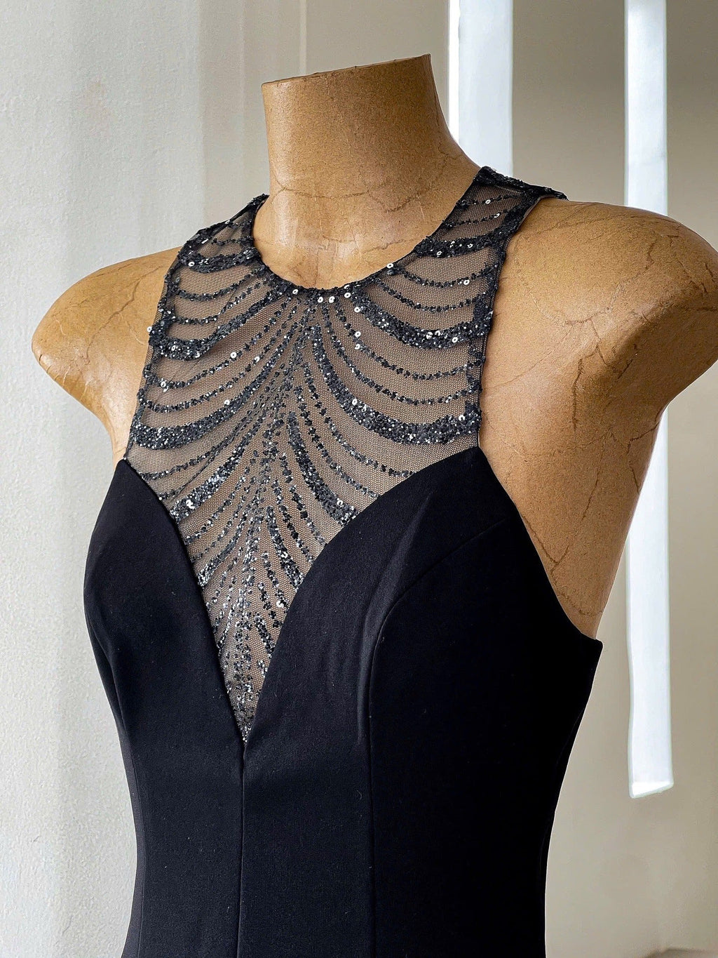 jessica sequin tulle ruched hem mini dress in black